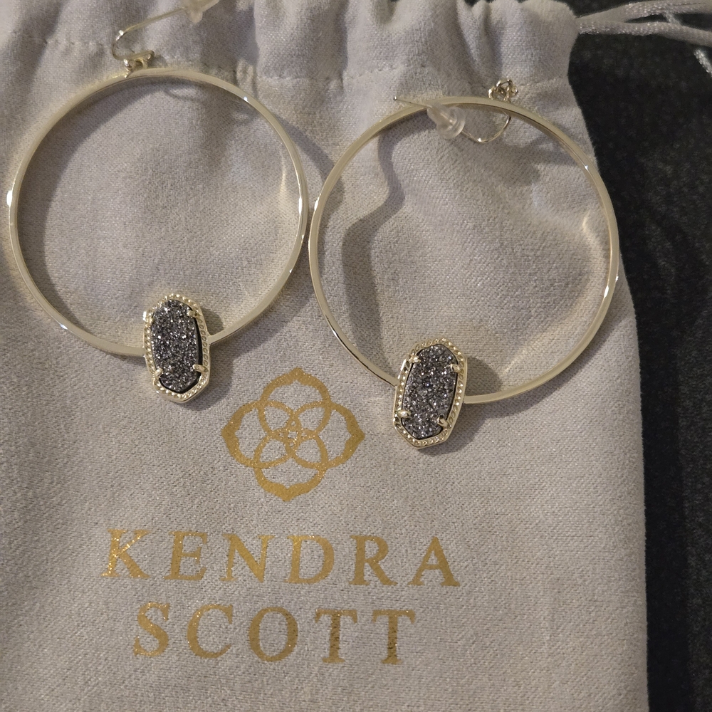 Kendra Scott Elora Gold Druzy Hoop Earrings